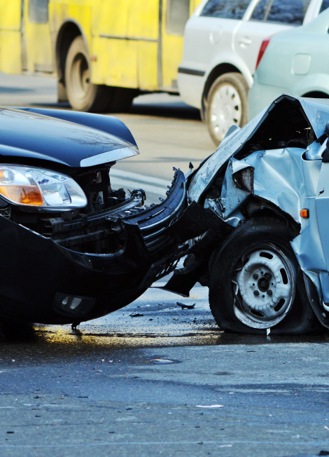 Auto-accident-involving-two-cars-on-a-city-street